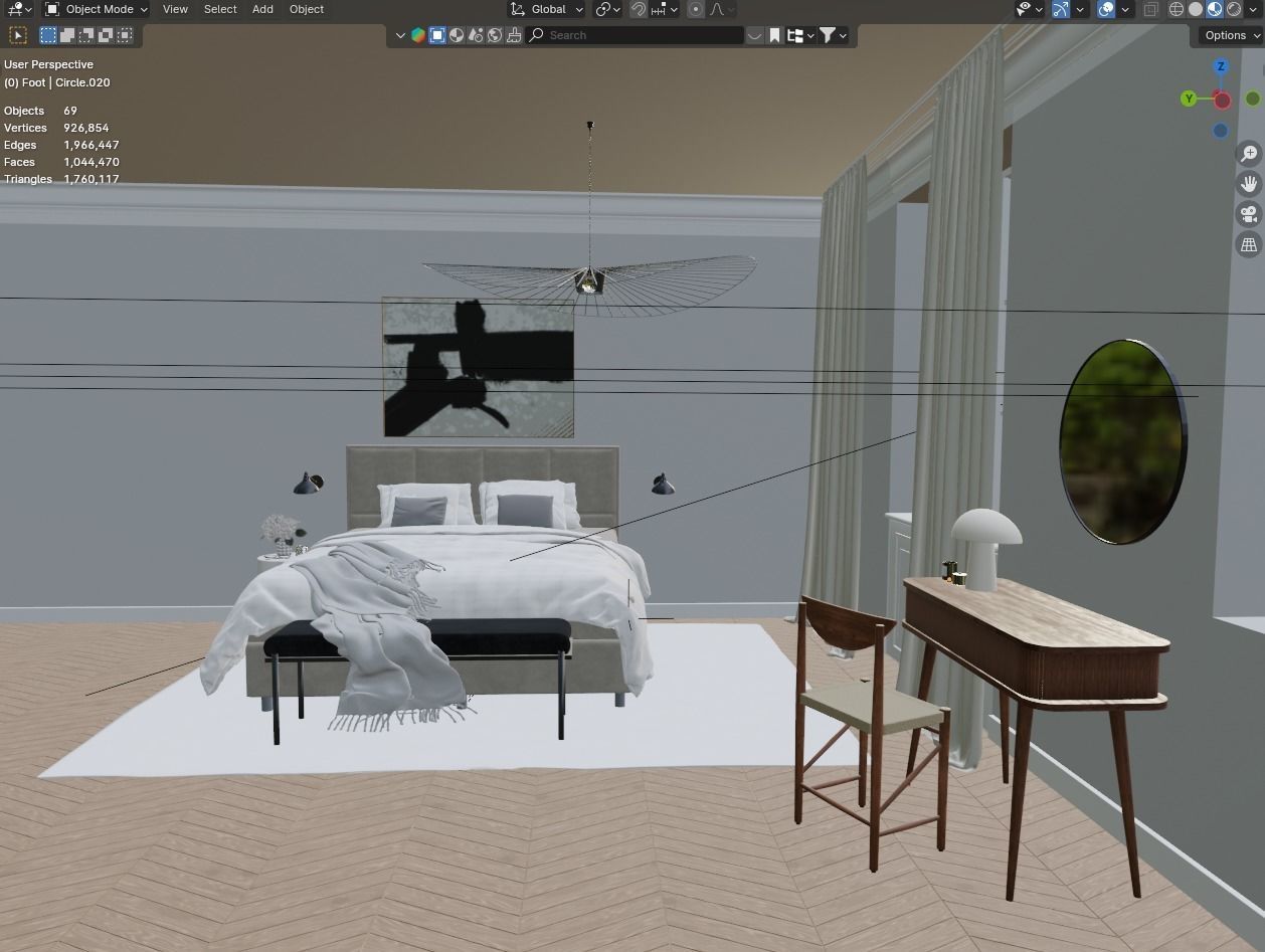 Interior Bedroom 3D model_3