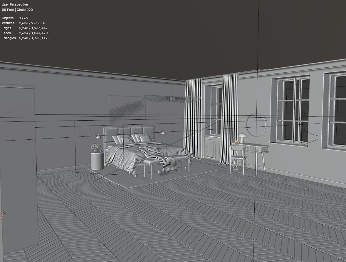 Interior Bedroom 3D model_1