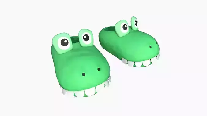 Slippers H01 Green Crocodile - Costume Character Design Low-poly 3D model
