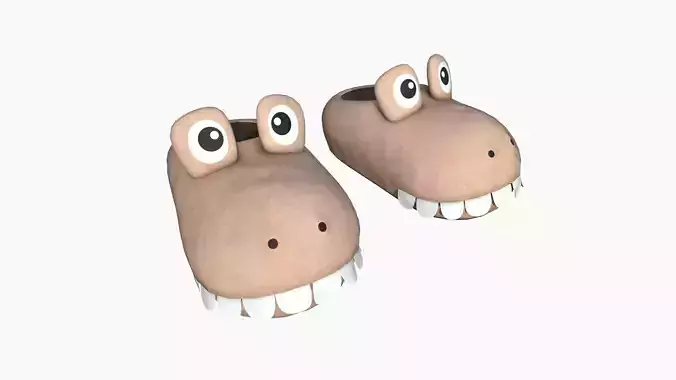 Slippers H02 Beige Crocodile - Costume Character Design Low-poly 3D model