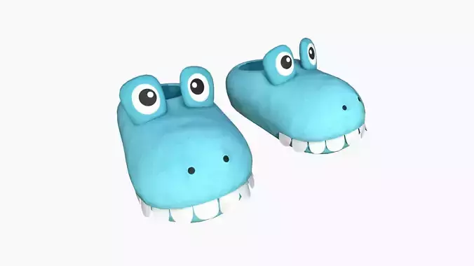 Slippers H04 Blue Crocodile - Costume Character Design Low-poly 3D model