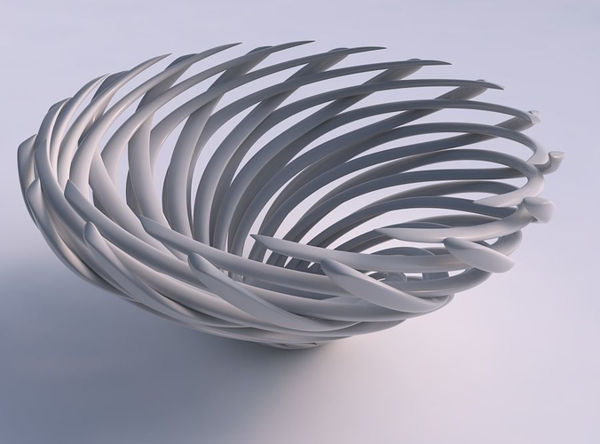 Bowl with twisted muscle structure twisted and squeezed