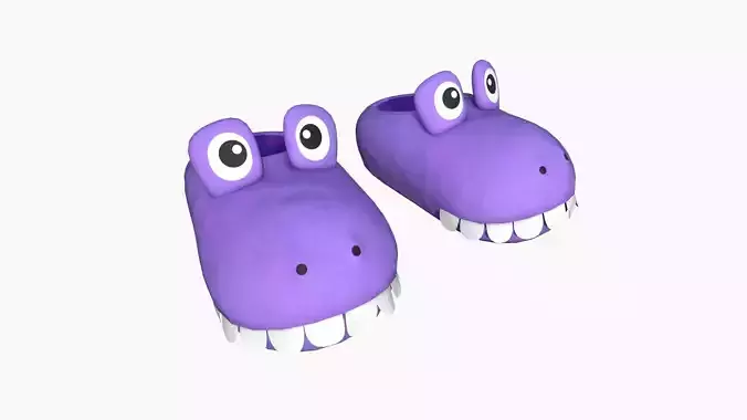 Slippers H05 Purple Crocodile - Costume Character Design Low-poly 3D model