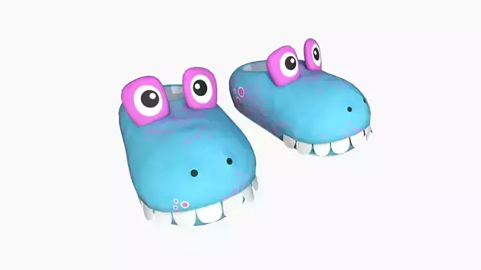 Slippers H08 Blue Pink Crocodile - Costume Character Design Low-poly 3D model