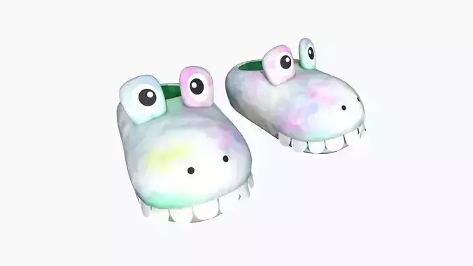 Slippers H10 Colored Crocodile - Costume Character Design Low-poly 3D model