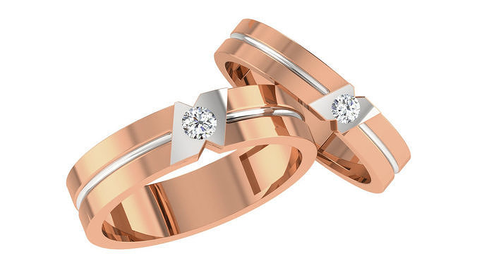 Couple Wedding Band Ring 3dm stl obj mtl gltf glb  3D print model