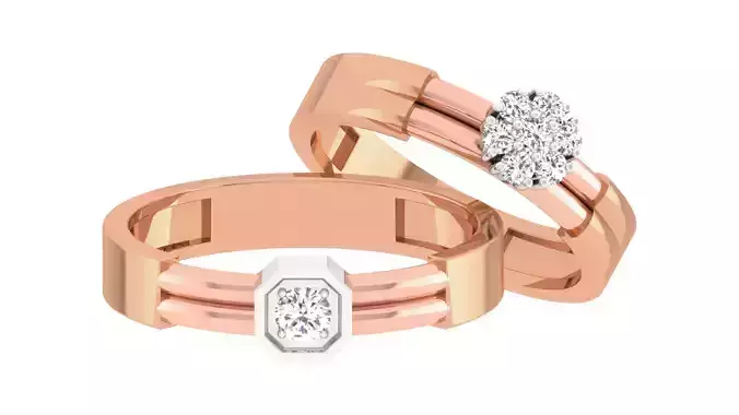 Couple Wedding Band Ring 3dm stl obj mtl gltf glb 