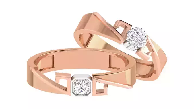 Couple Wedding Band Ring 3dm stl obj mtl gltf glb 