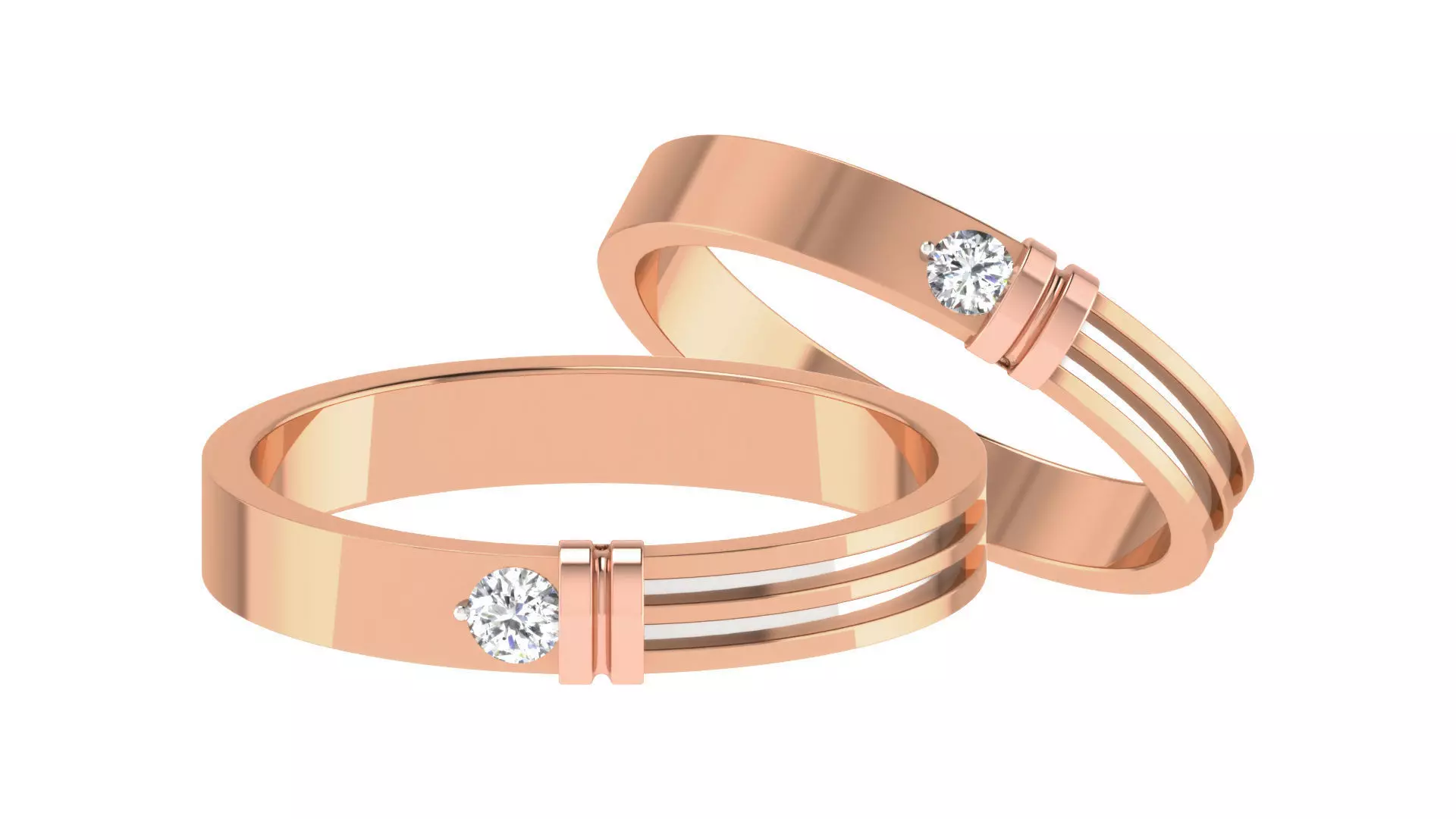 Couple Wedding Band Ring 3dm stl obj mtl gltf glb 3D print model_0