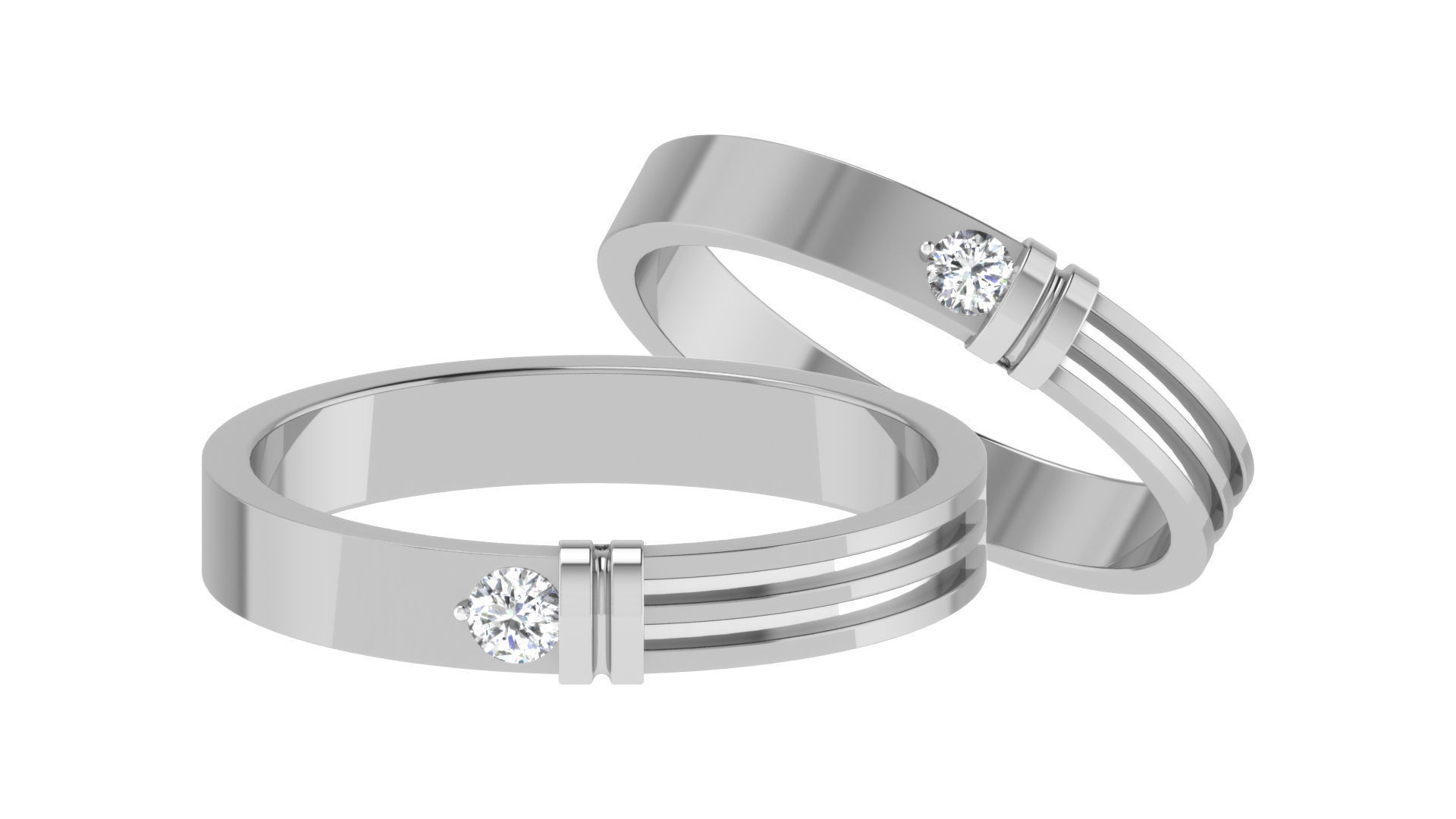 Couple Wedding Band Ring 3dm stl obj mtl gltf glb 3D print model_1