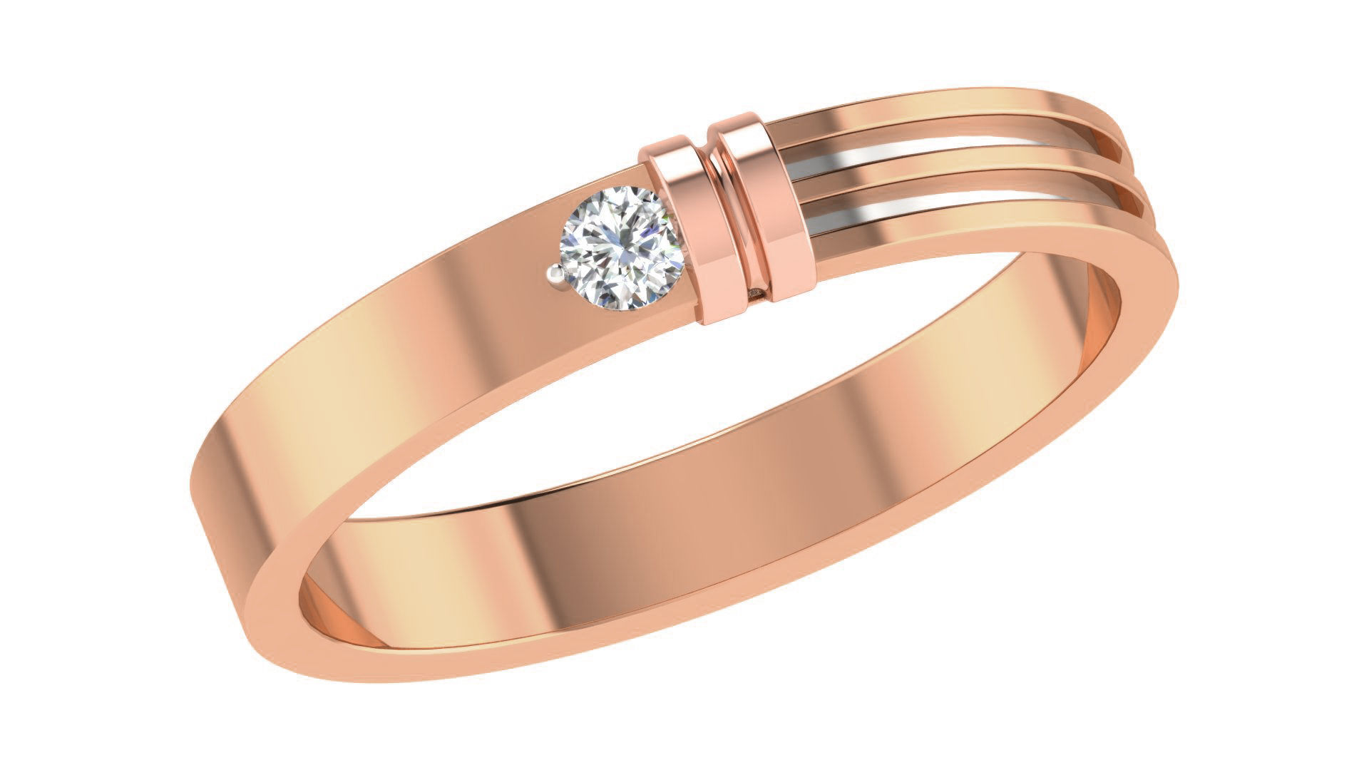 Couple Wedding Band Ring 3dm stl obj mtl gltf glb 3D print model_7