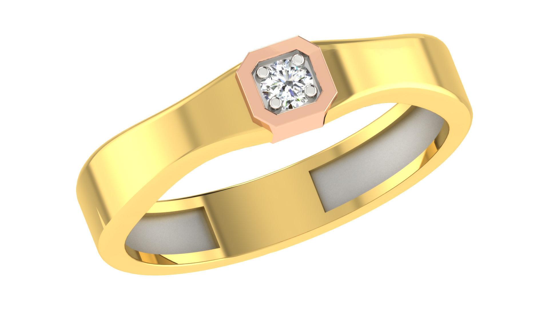 Couple Wedding Band Ring 3dm stl obj mtl gltf glb 3D print model_4