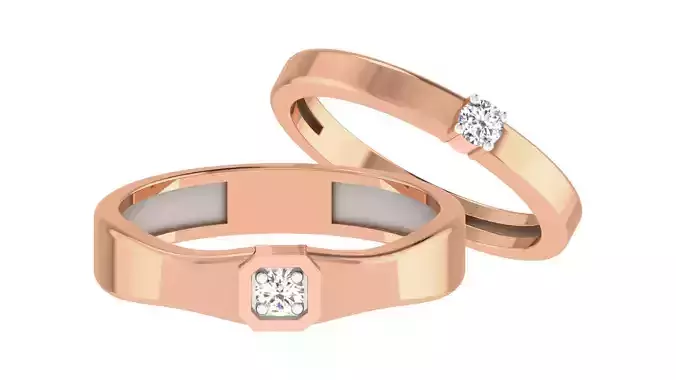 Couple Wedding Band Ring 3dm stl obj mtl gltf glb 