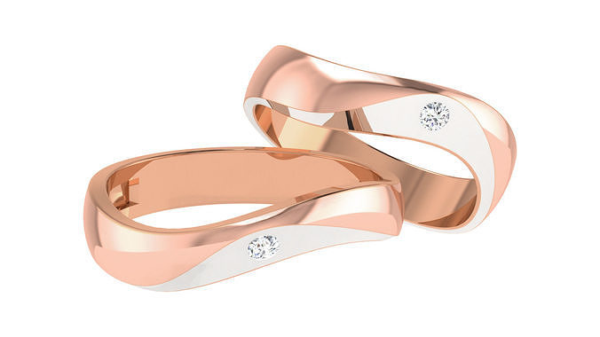 Couple Wedding Band Ring 3dm stl obj mtl gltf glb  3D print model