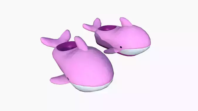 Slippers I04 Pink Whale - Costume Character Design Low-poly 3D model