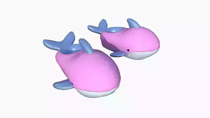 Slippers I05 Pink Blue Whale - Costume Character Design Low-poly 3D model