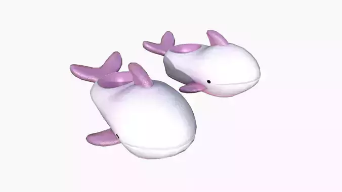 Slippers I07 White Pink Whale - Costume Character Design Low-poly 3D model
