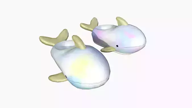 Slippers I10 Colored Whale - Costume Character Design Low-poly 3D model