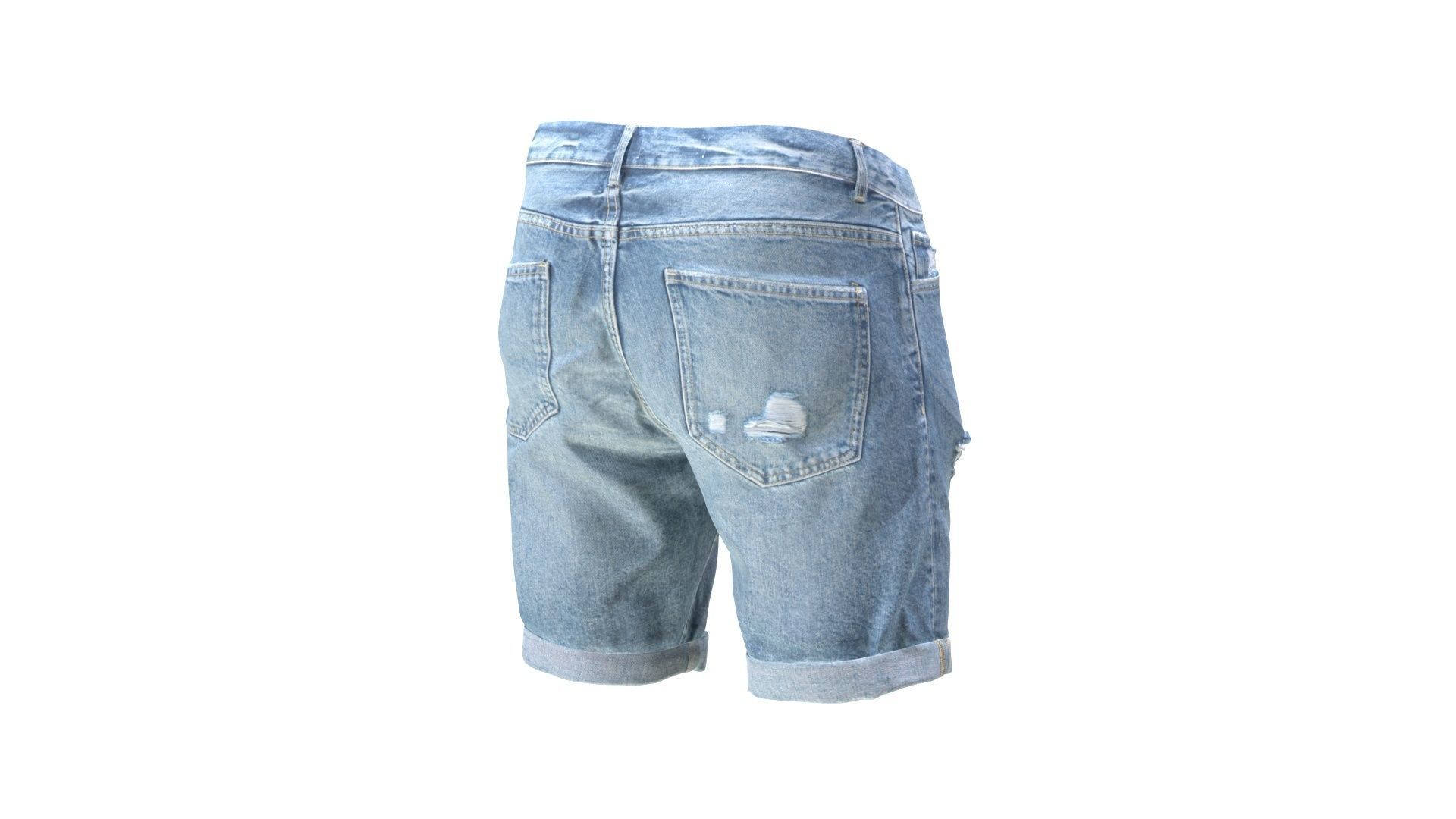 Jean Shorts Low-poly 3D model_6