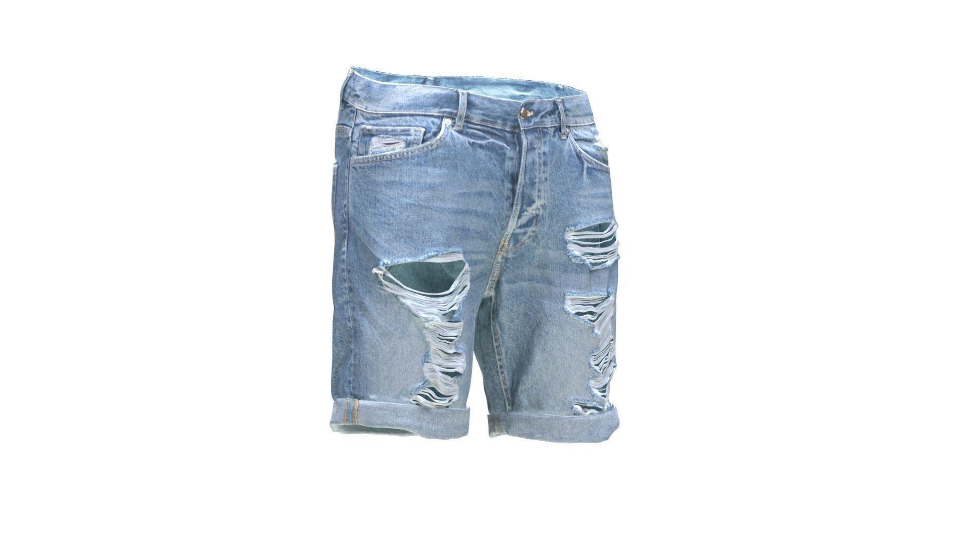 Jean Shorts Low-poly 3D model_4