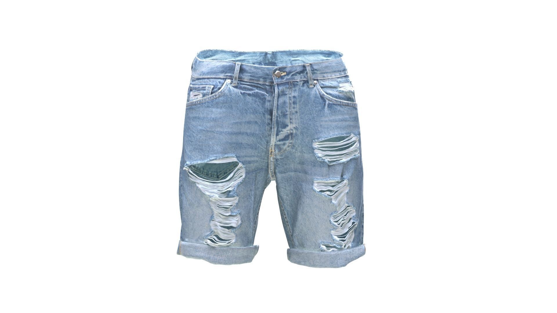 Jean Shorts Low-poly 3D model_8
