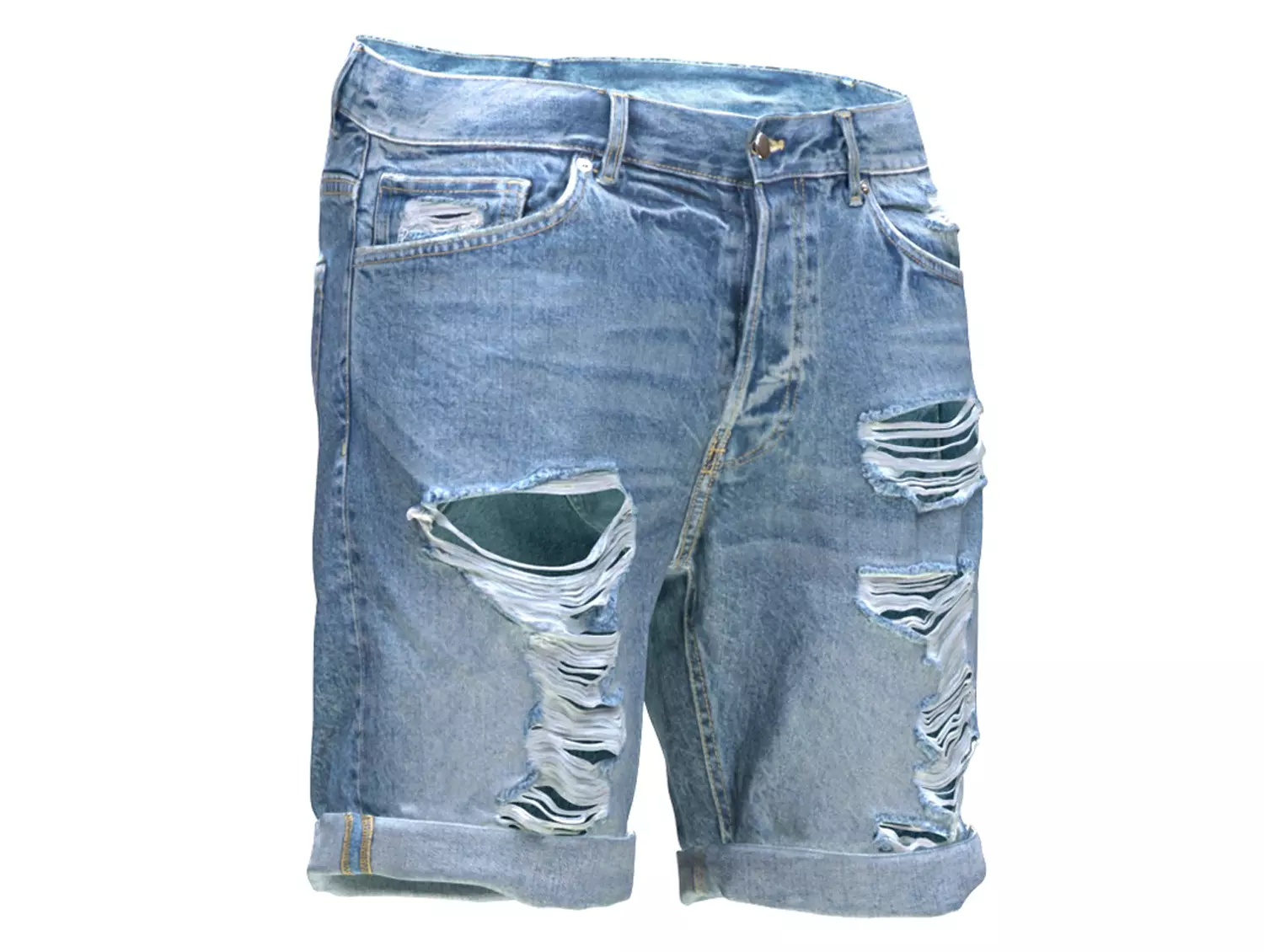 Jean Shorts Low-poly 3D model_0
