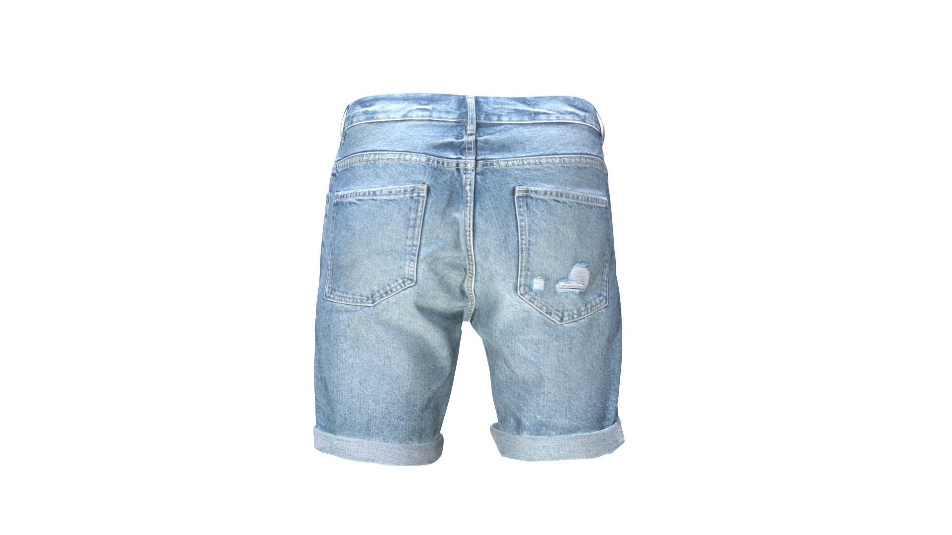 Jean Shorts Low-poly 3D model_9