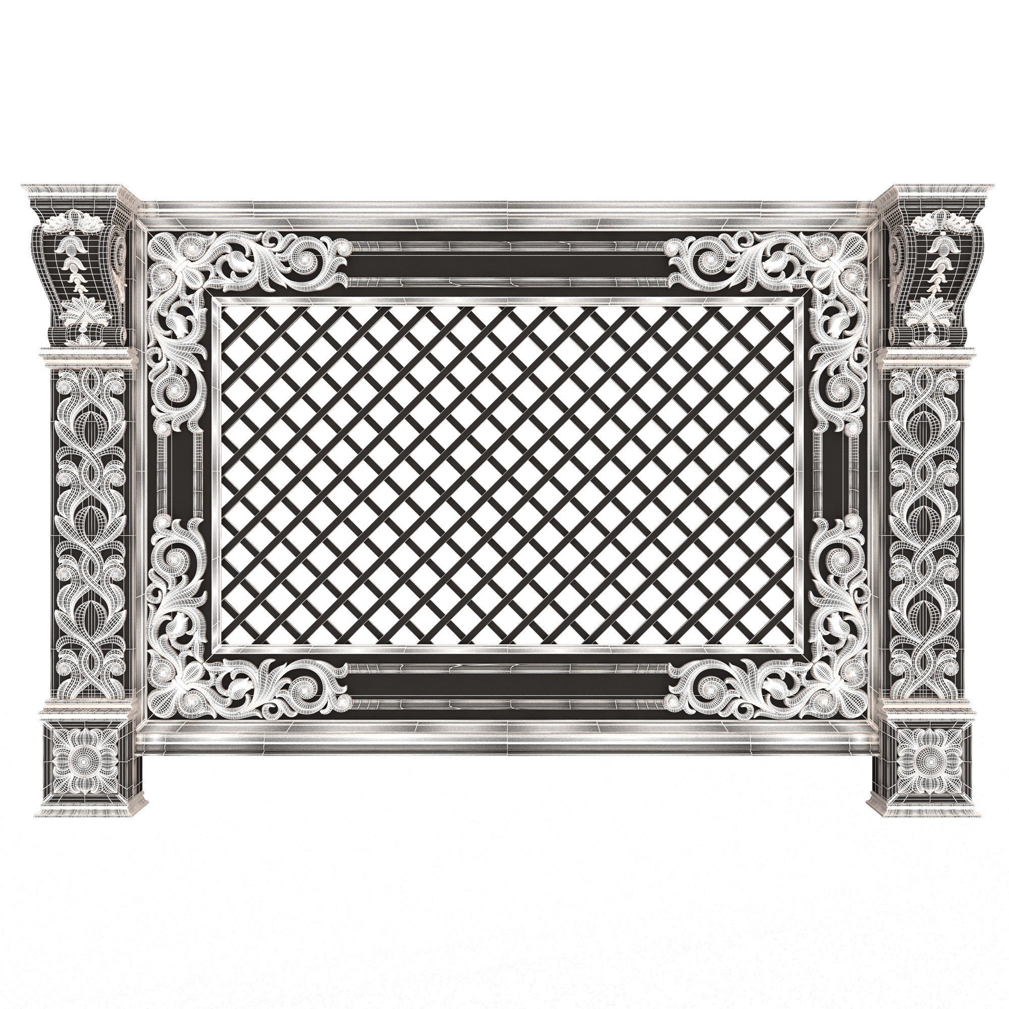 Radiator Cover Decorative Screening Grille Panel 04 Low-poly 3D model_6