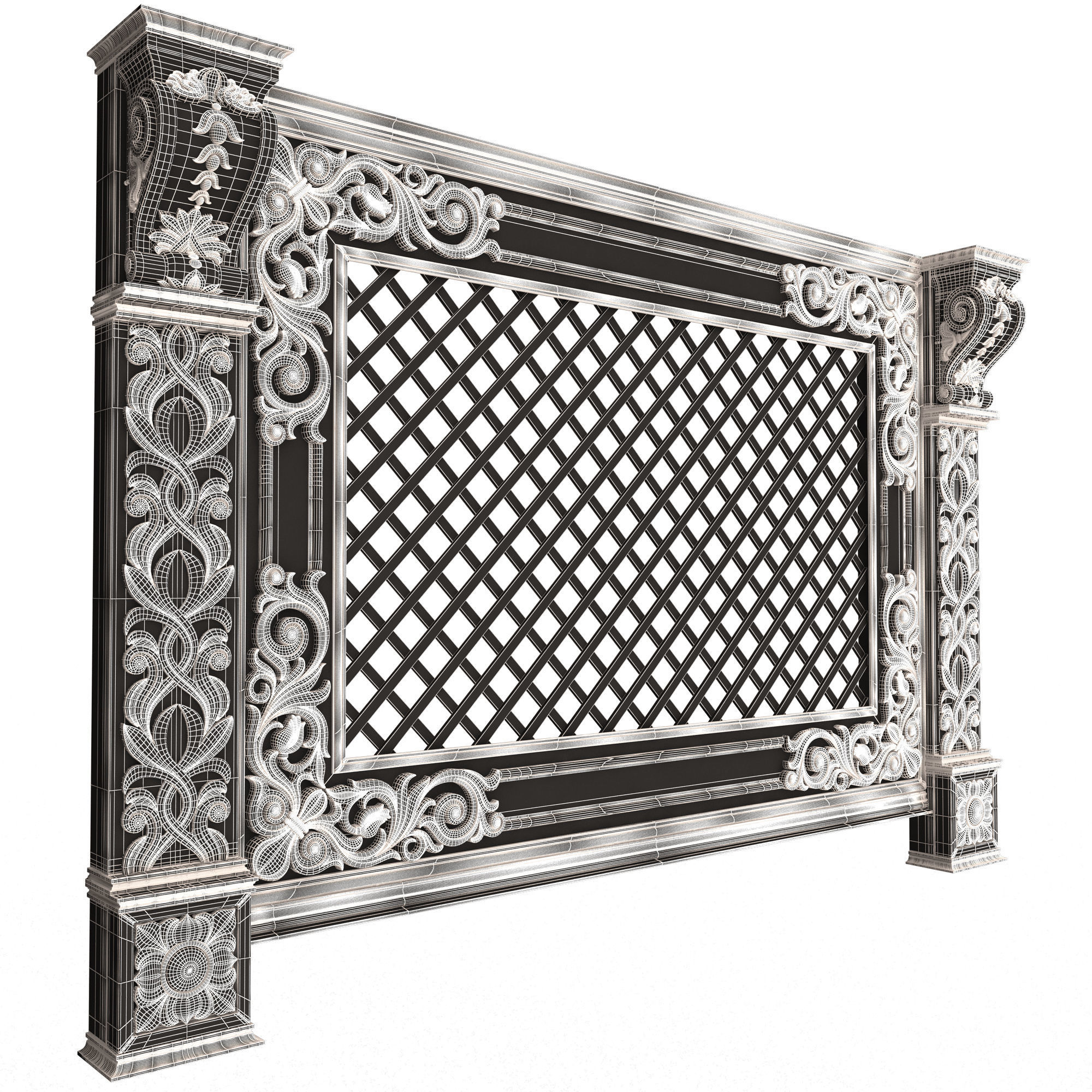 Radiator Cover Decorative Screening Grille Panel 04 Low-poly 3D model_9