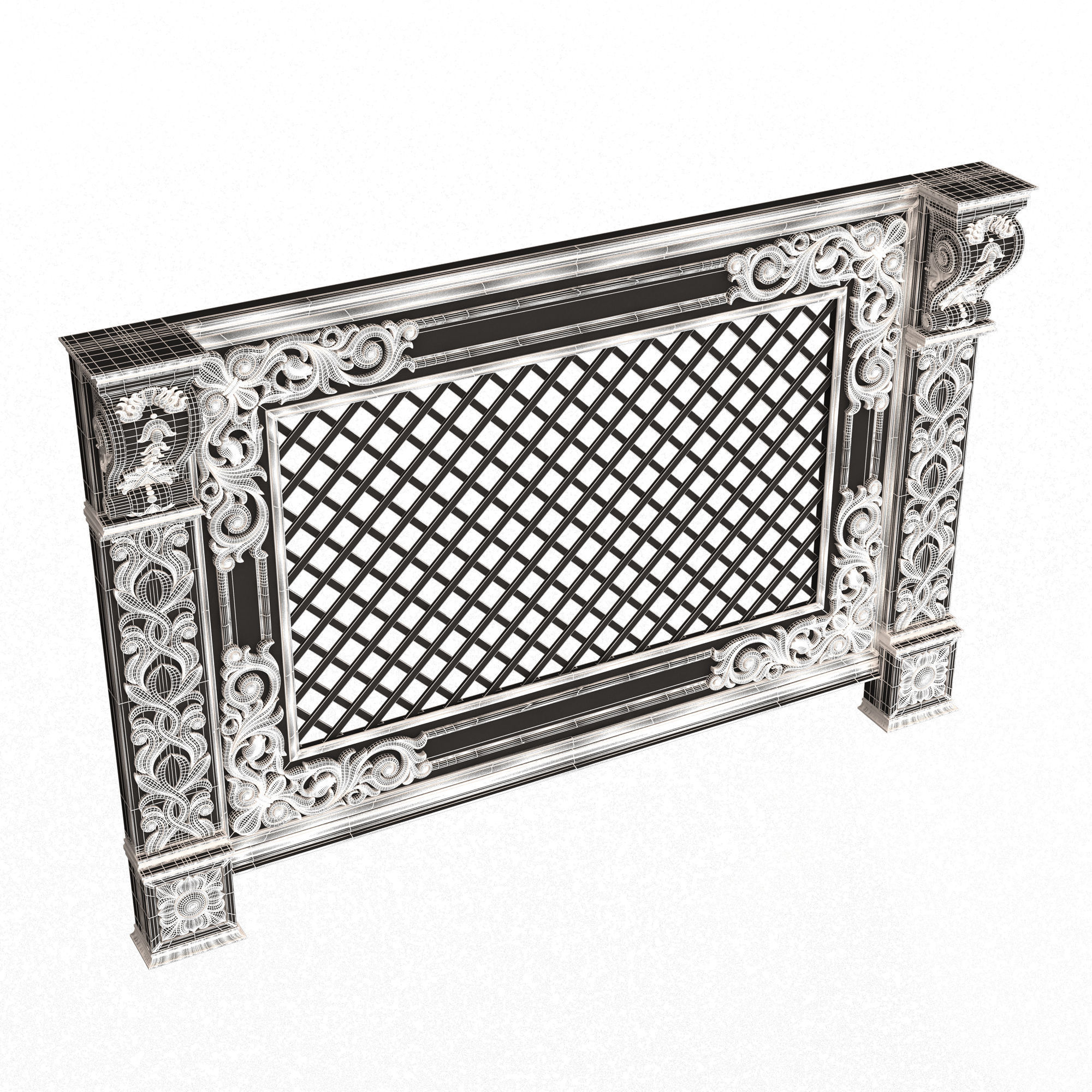 Radiator Cover Decorative Screening Grille Panel 04 Low-poly 3D model_7