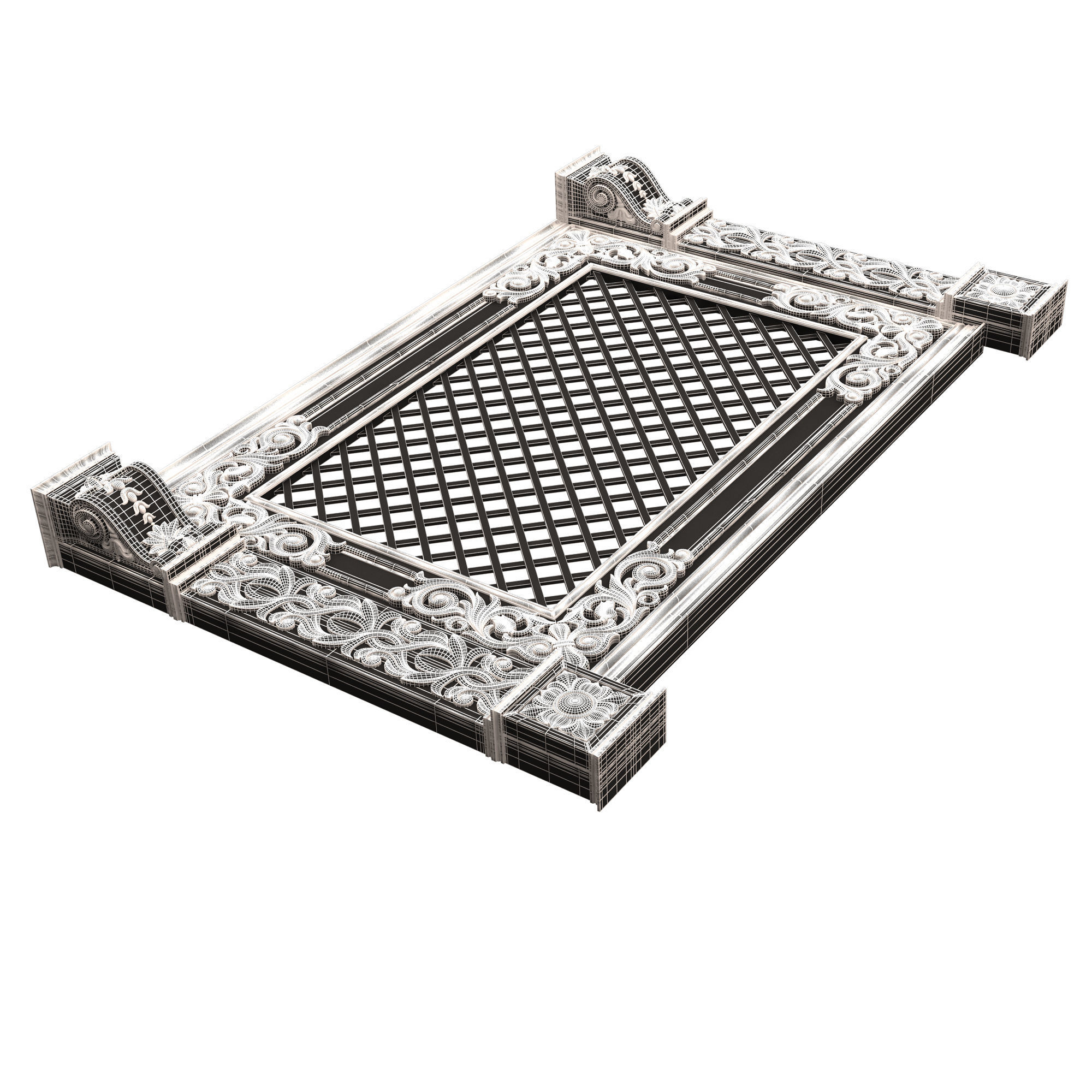 Radiator Cover Decorative Screening Grille Panel 04 Low-poly 3D model_11