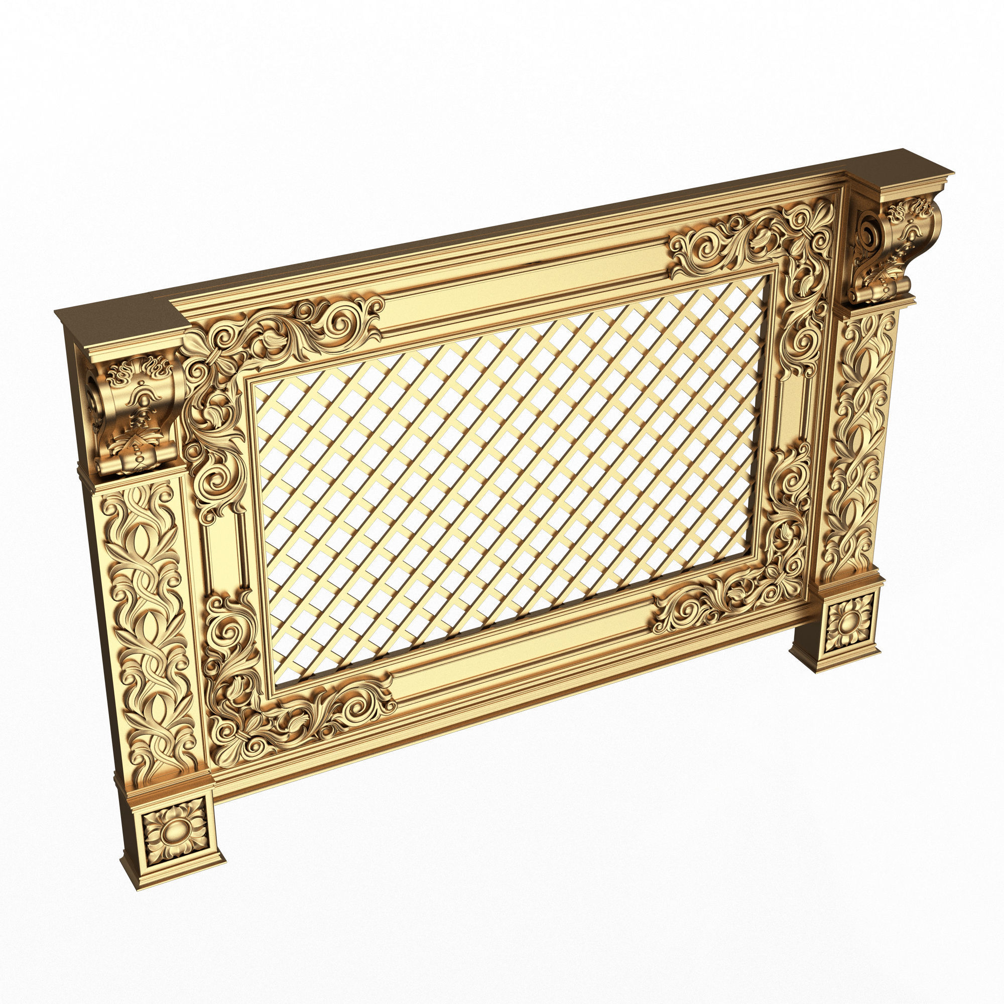 Radiator Cover Decorative Screening Grille Panel 04 Low-poly 3D model_1