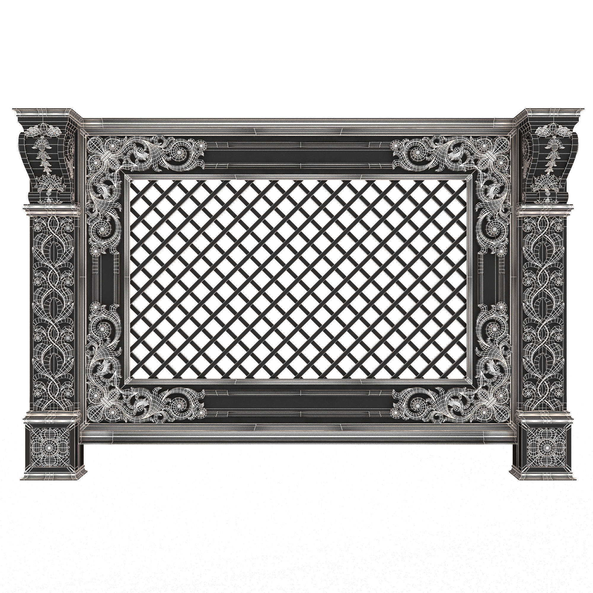 Radiator Cover Decorative Screening Grille Panel 04 Low-poly 3D model_12