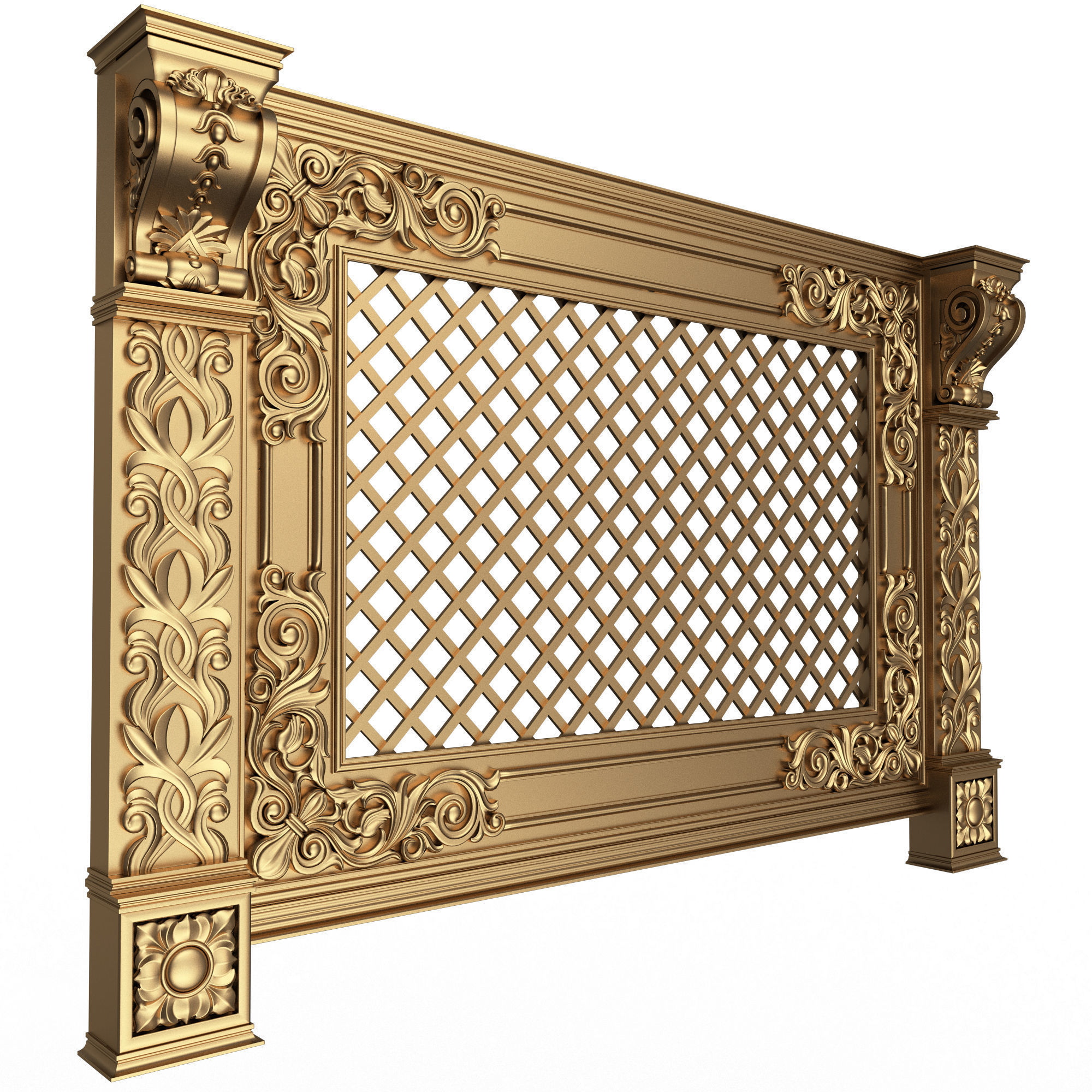 Radiator Cover Decorative Screening Grille Panel 04 Low-poly 3D model_3