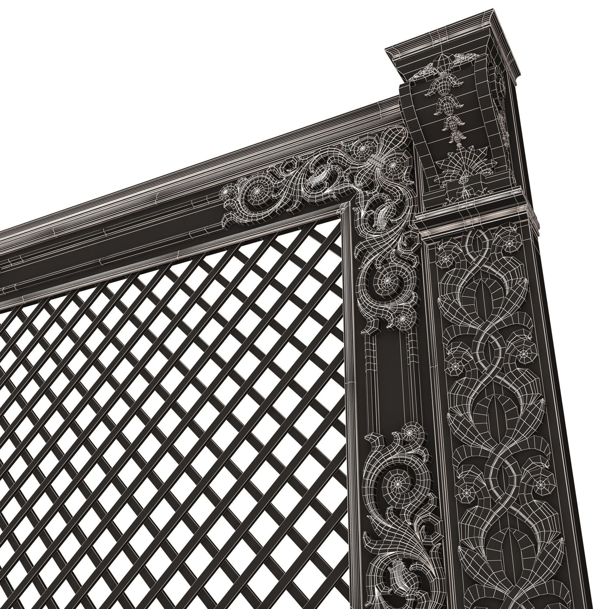 Radiator Cover Decorative Screening Grille Panel 04 Low-poly 3D model_16