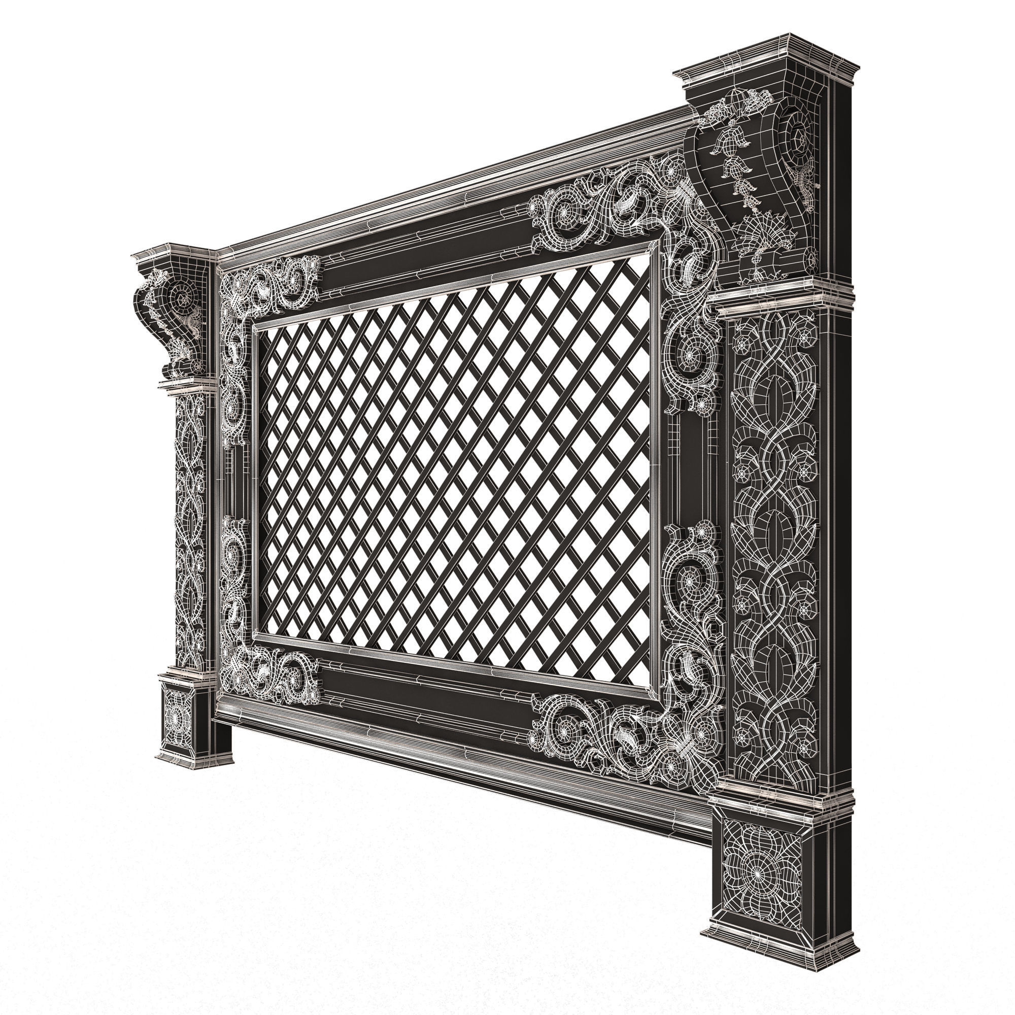 Radiator Cover Decorative Screening Grille Panel 04 Low-poly 3D model_14