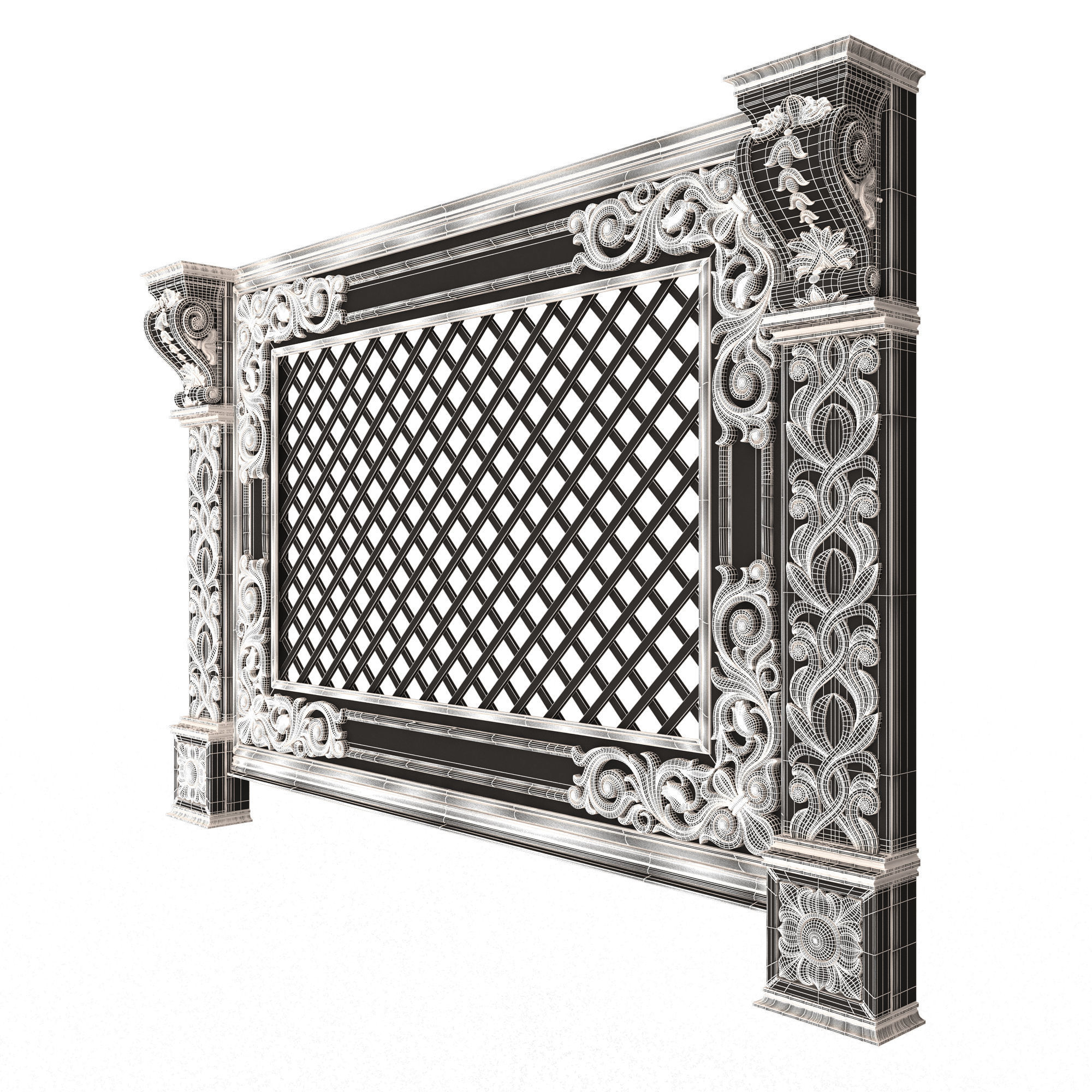 Radiator Cover Decorative Screening Grille Panel 04 Low-poly 3D model_8