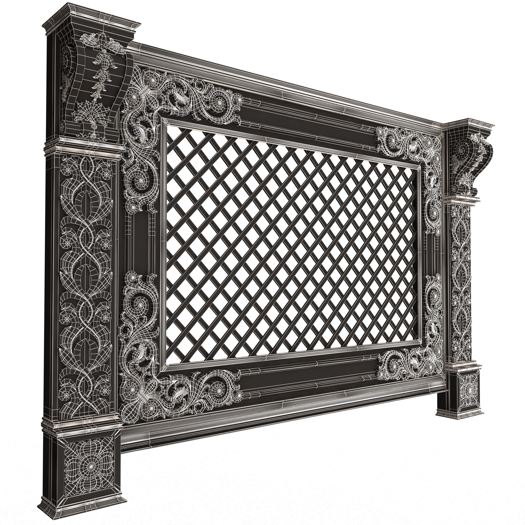 Radiator Cover Decorative Screening Grille Panel 04 Low-poly 3D model_15