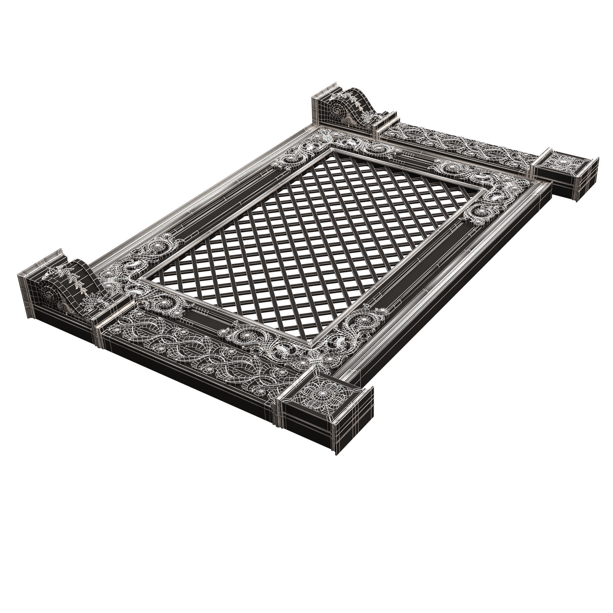 Radiator Cover Decorative Screening Grille Panel 04 Low-poly 3D model_17