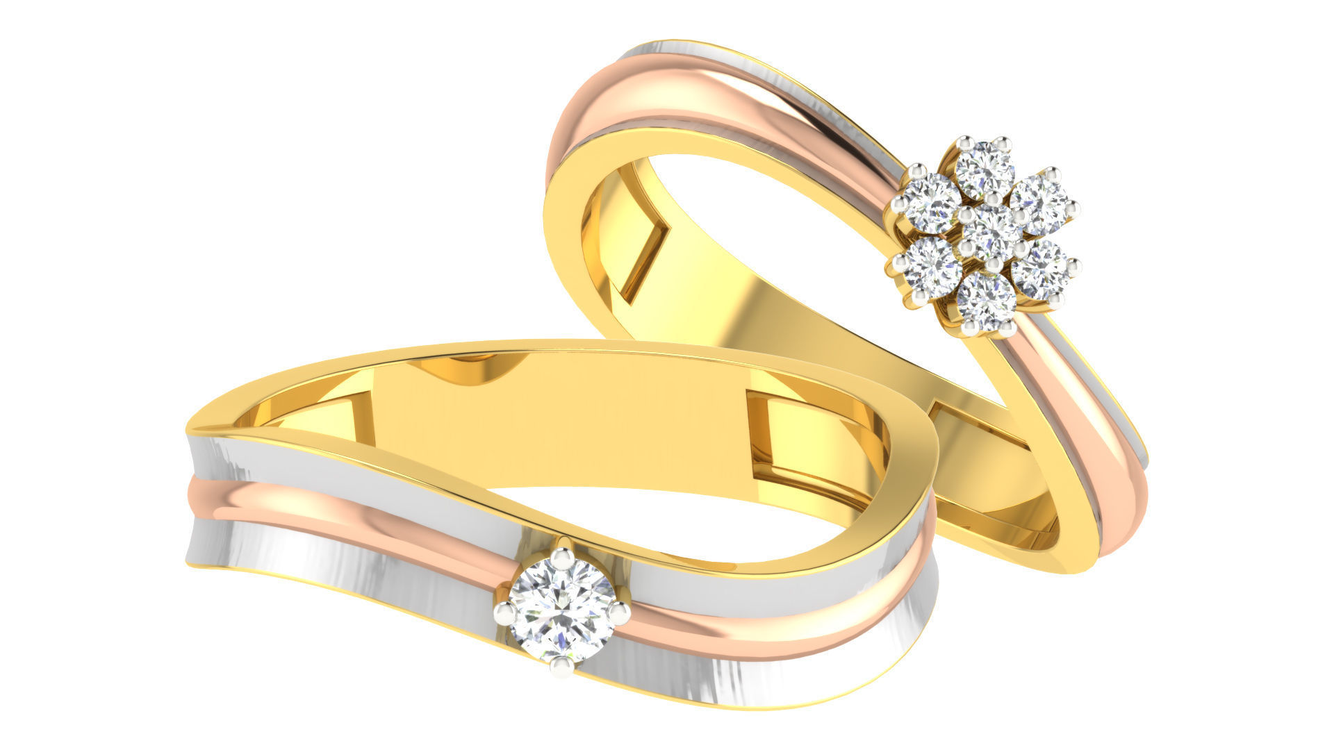 Couple Wedding Band Ring 3dm stl obj mtl gltf glb  3D print model_1