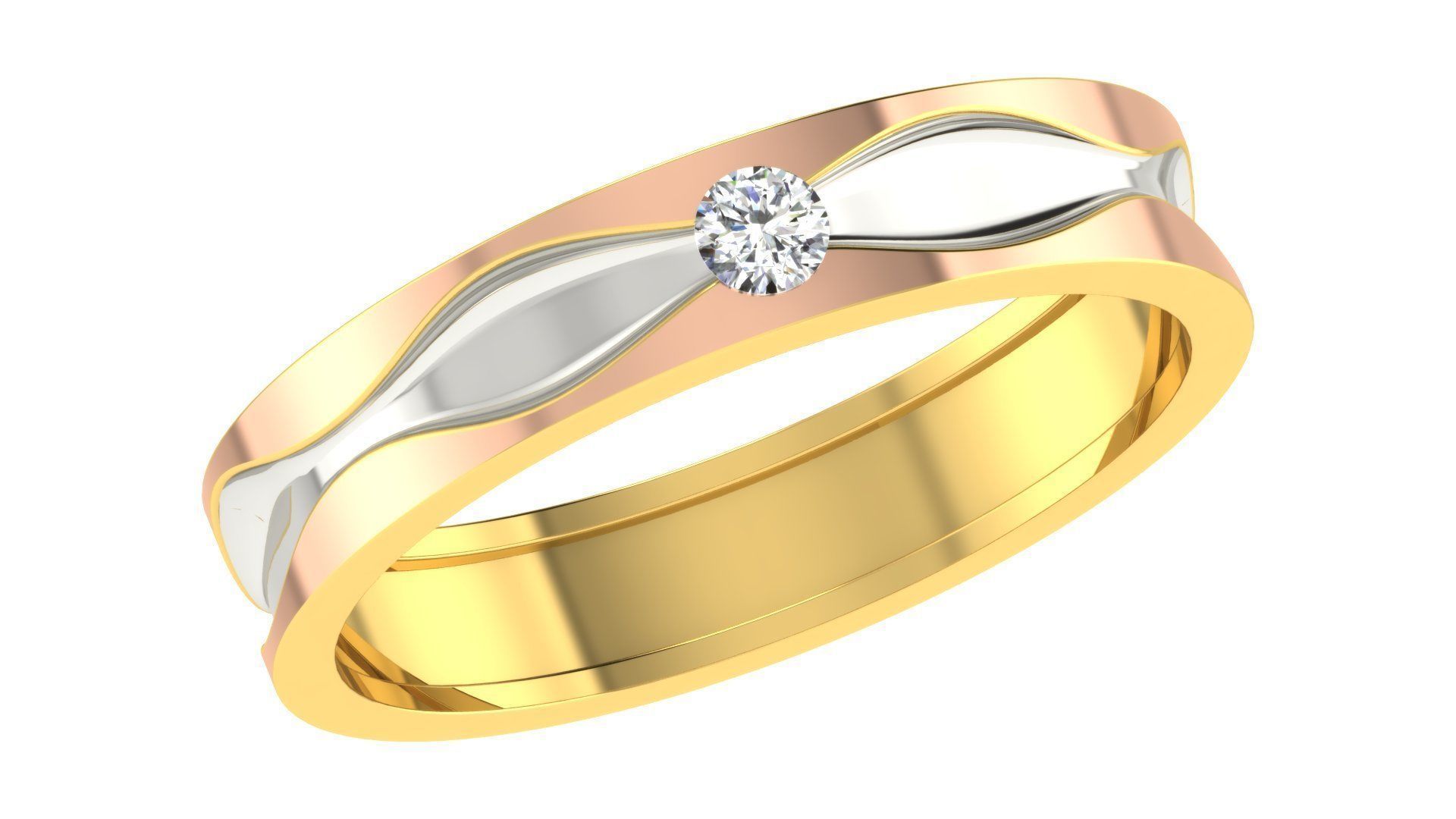 Couple Wedding Band Ring 3dm stl obj mtl gltf glb  3D print model_3