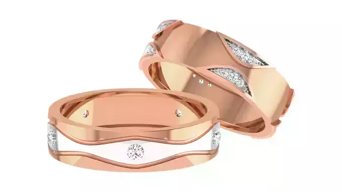 Couple Wedding Band Ring 3dm stl obj mtl gltf glb 