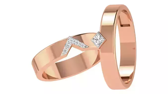 Couple Wedding Band Ring 3dm stl obj mtl gltf glb 