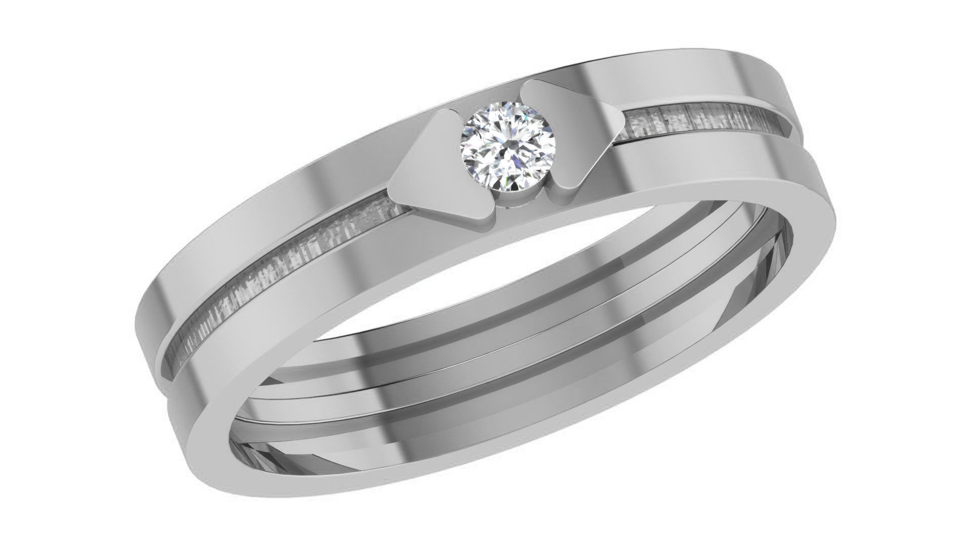 Couple Wedding Band Ring 3dm stl obj mtl gltf glb 3D print model_4