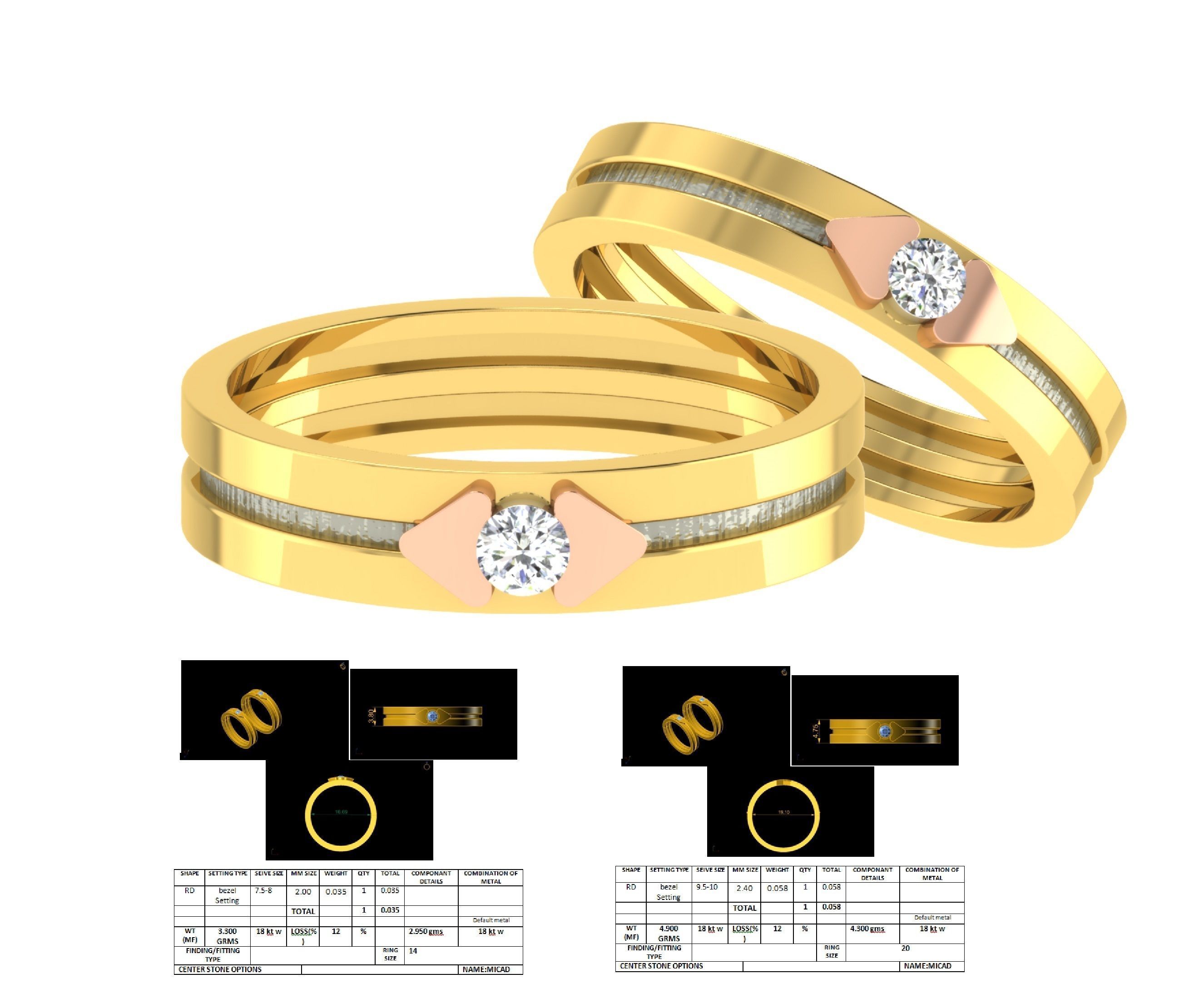 Couple Wedding Band Ring 3dm stl obj mtl gltf glb 3D print model_27