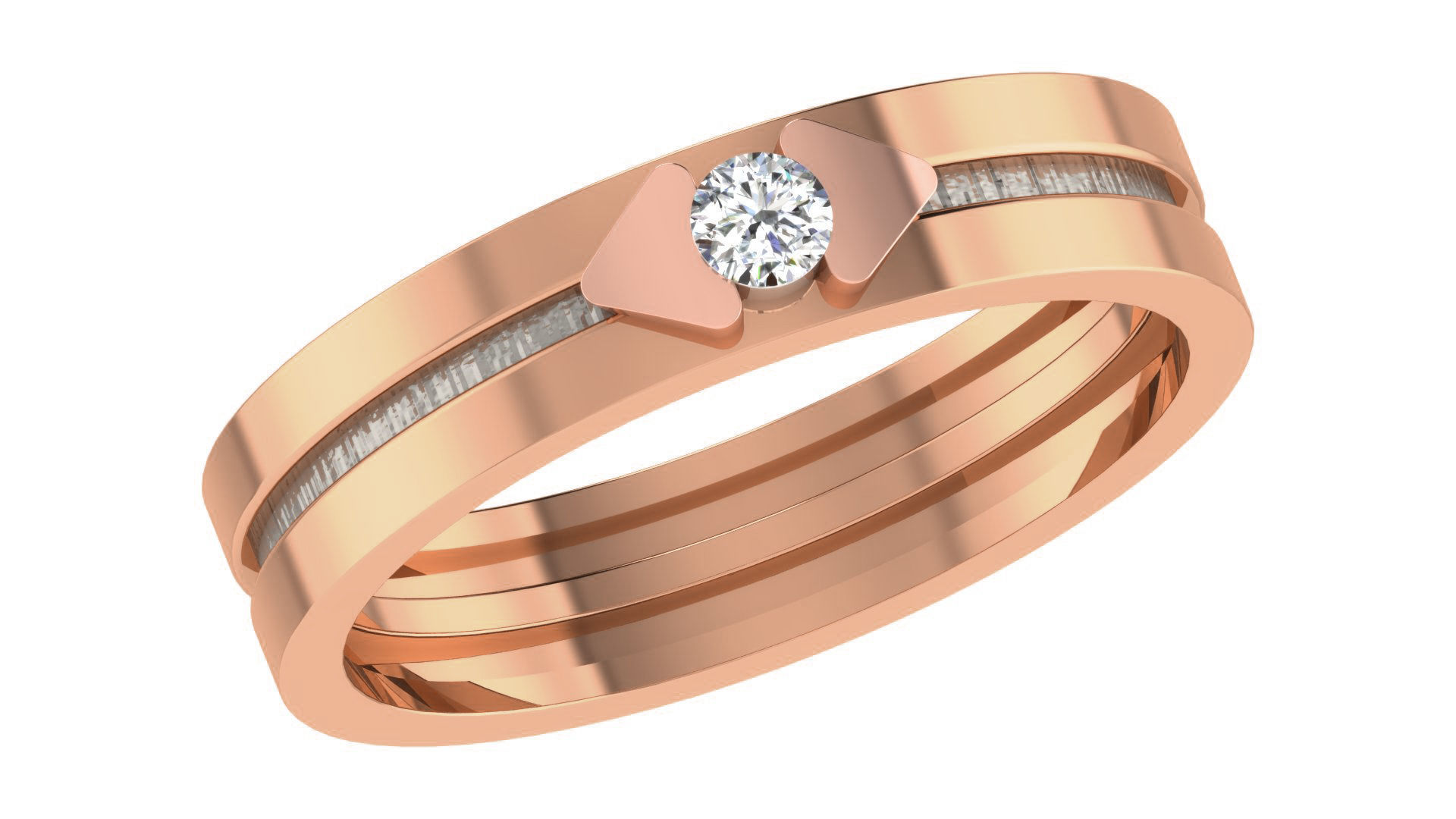 Couple Wedding Band Ring 3dm stl obj mtl gltf glb 3D print model_7