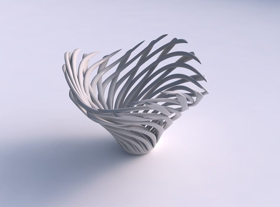 Bowl with twisted muscle structure twisted wavy 3D print model_0