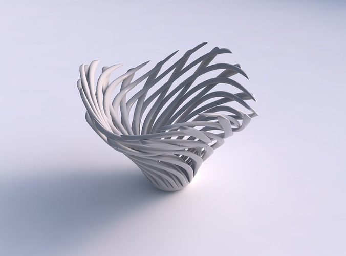 Bowl with twisted muscle structure twisted wavy