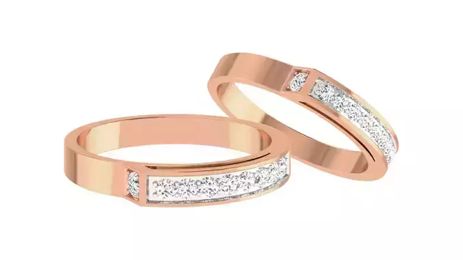 Couple Wedding Band Ring 3dm stl obj mtl gltf glb 