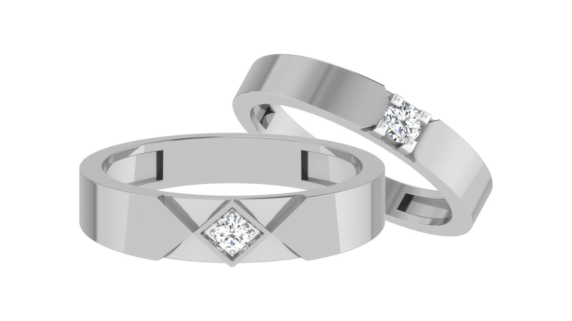 Couple Wedding Band Ring 3dm stl obj mtl gltf glb 3D print model_1